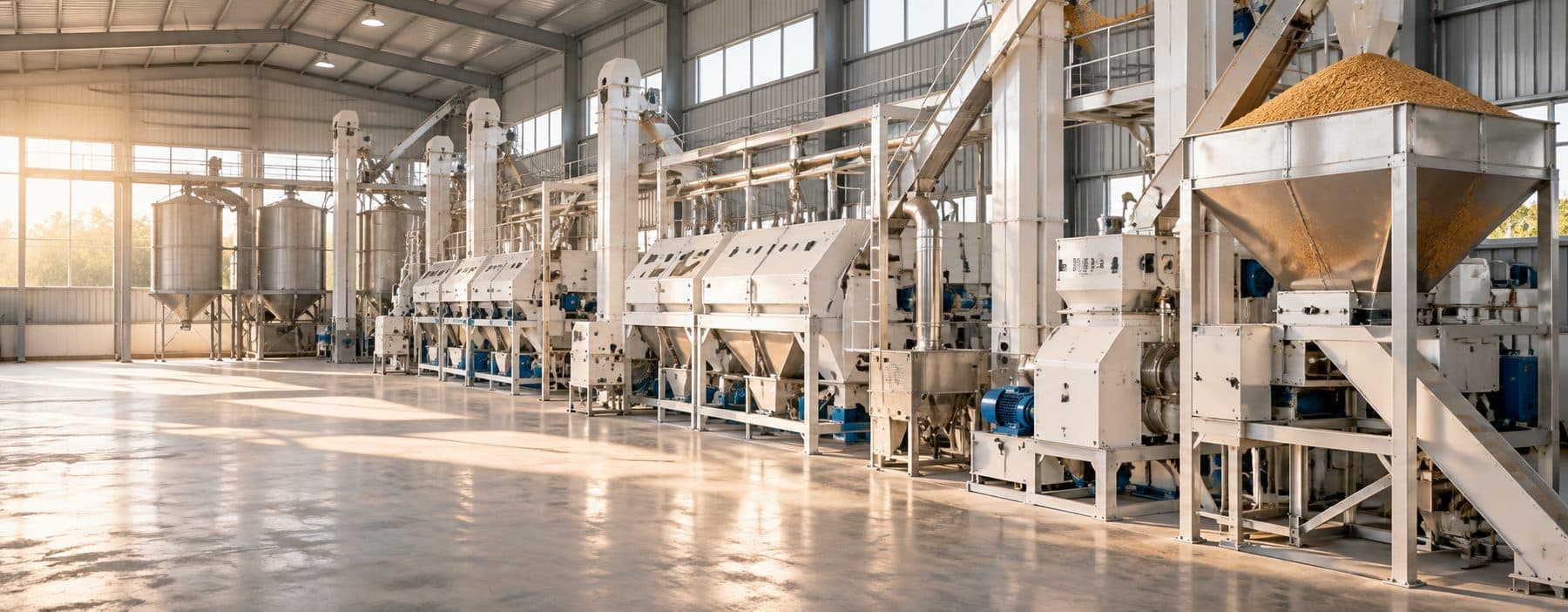 Modern rice milling line